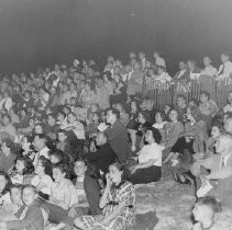 Crowd at Romeo High School football game at Romeo's new illuminated footbal